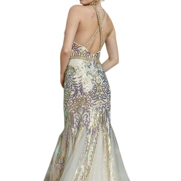 NWT Dancing Queen 4219  Prom Dresses Champagne Size S - Picture 5 of 9